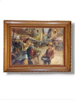 1950s Original Oil Painting Signed Nino Salvadori | Italian Scene